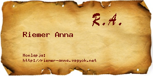 Riemer Anna névjegykártya